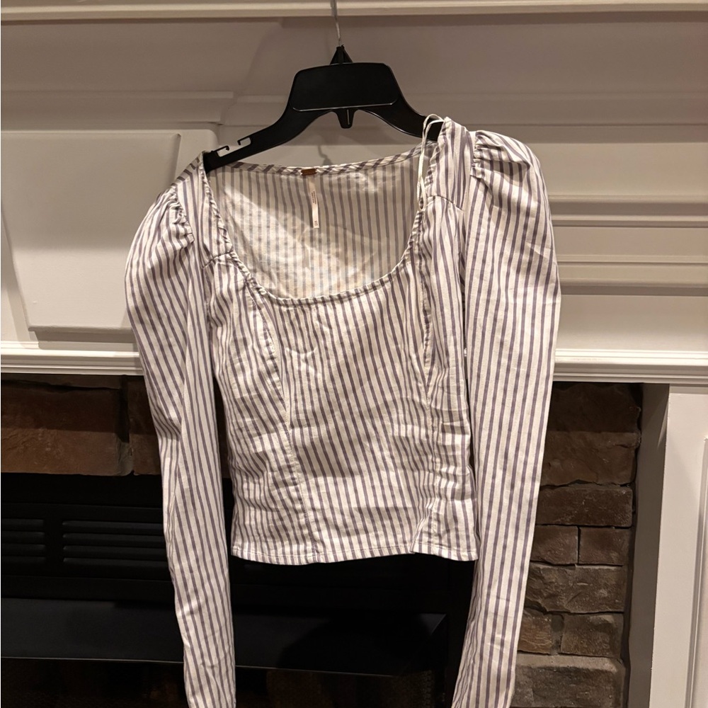 FP Movement by Free People Blue and White Striped Blouse